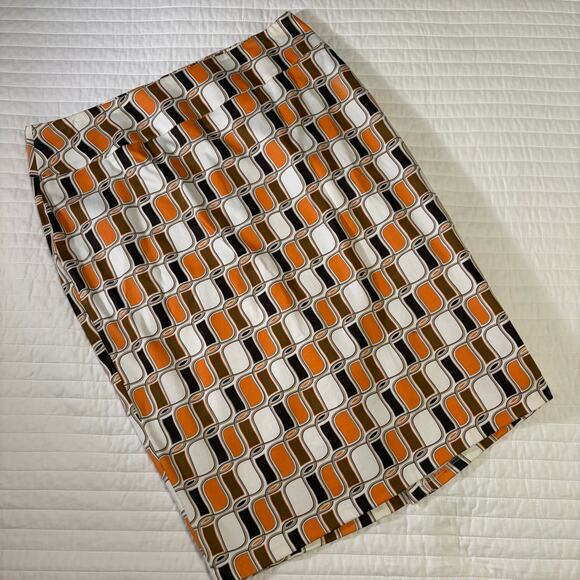 Ashley Stewart Dresses & Skirts - Ashley Stewart Orange Black White Geometric Print Slim Skirt Womens 14W NWT